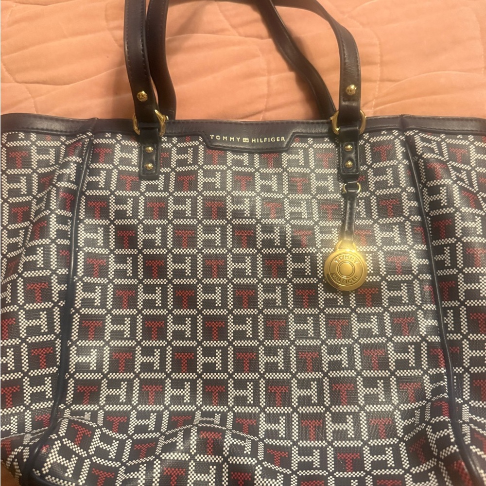 Tommy Hilfiger Geometric Red and Black Tote